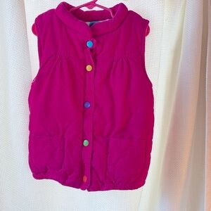 Carters Girls Pink Puffer Vest colorful interior and buttons pockets 6X